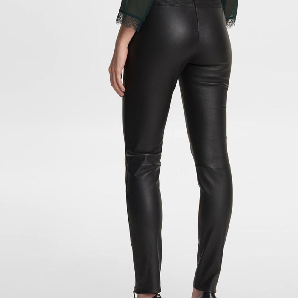 Karl Lagerfeld Paris Unisex STRETCH GENUINE LEATHER ZIP PANTS Sz Small